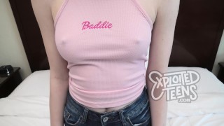 This Petite Redhead Teen With Perfect Tiny Tits Sucks Cock” Loading=”lazy