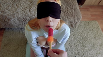 Cheated Silly Step Sister In Blindfolded Game, But I Think She Liked It